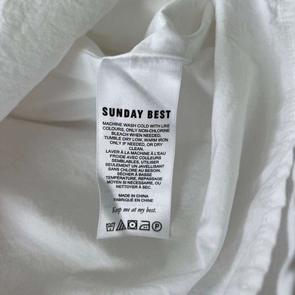 Aritzia Sunday Best NWT Saida White Puff Sleeve Back Tie Mini Dress Size Large - Picture 12 of 14